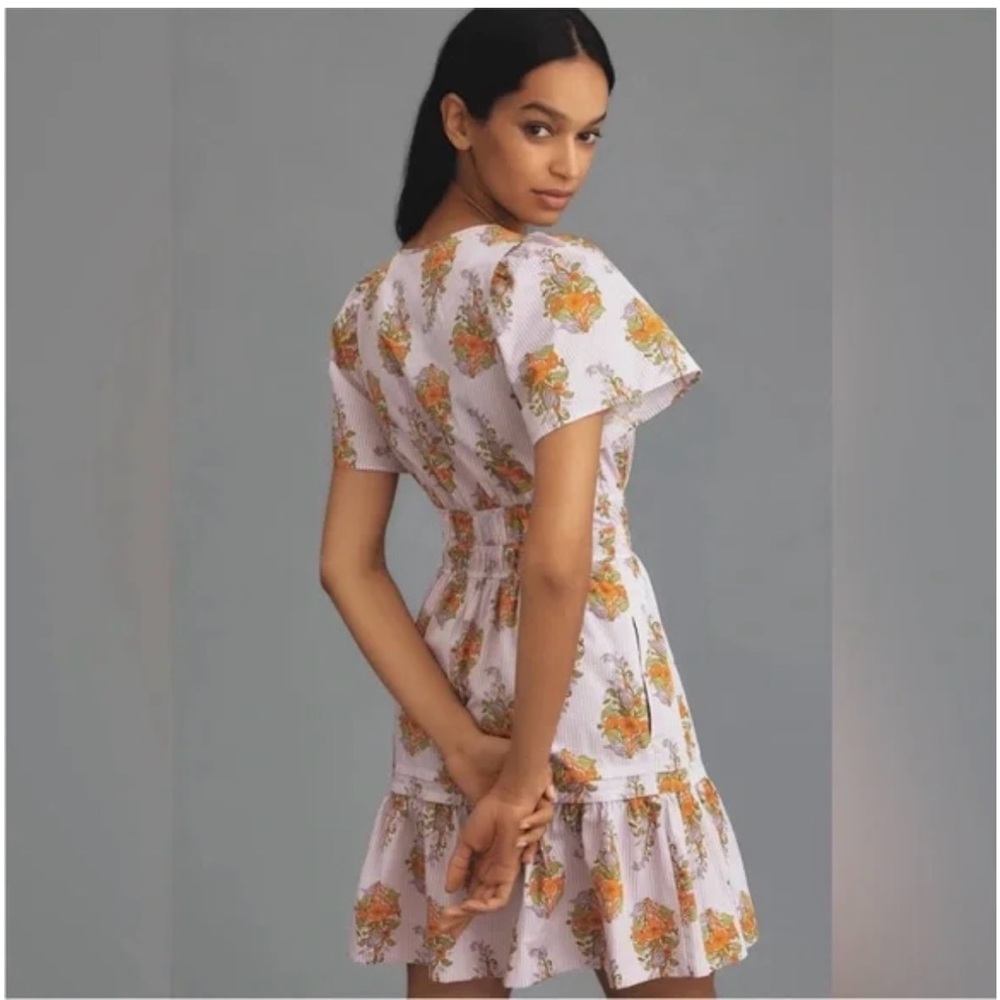 NWOT Anthropologie Somerset Mini Lavender Stripe with Orange Flowers size XSP